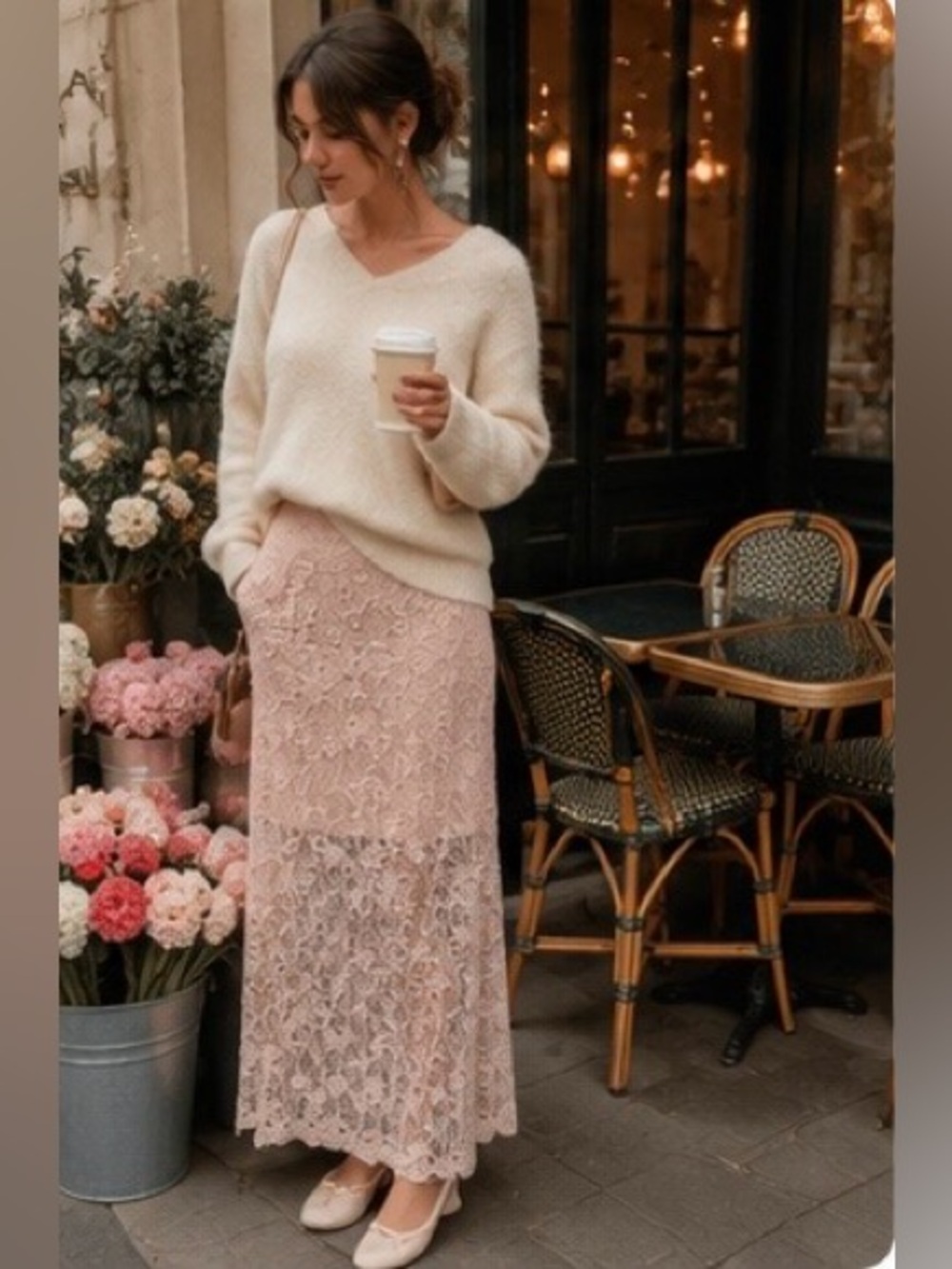 Lace Maxi Skirt Romantic Coquette Cottagecore Boho Feminine Stretch Lace Skirt M